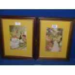 A pair of early 20th century Watercolours of garden scenes, signed F. Smith.