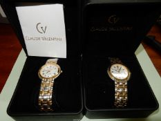 Two presentation cased Claude Valenitini La-Zoer quartz movement wristwatches with Roman numerals