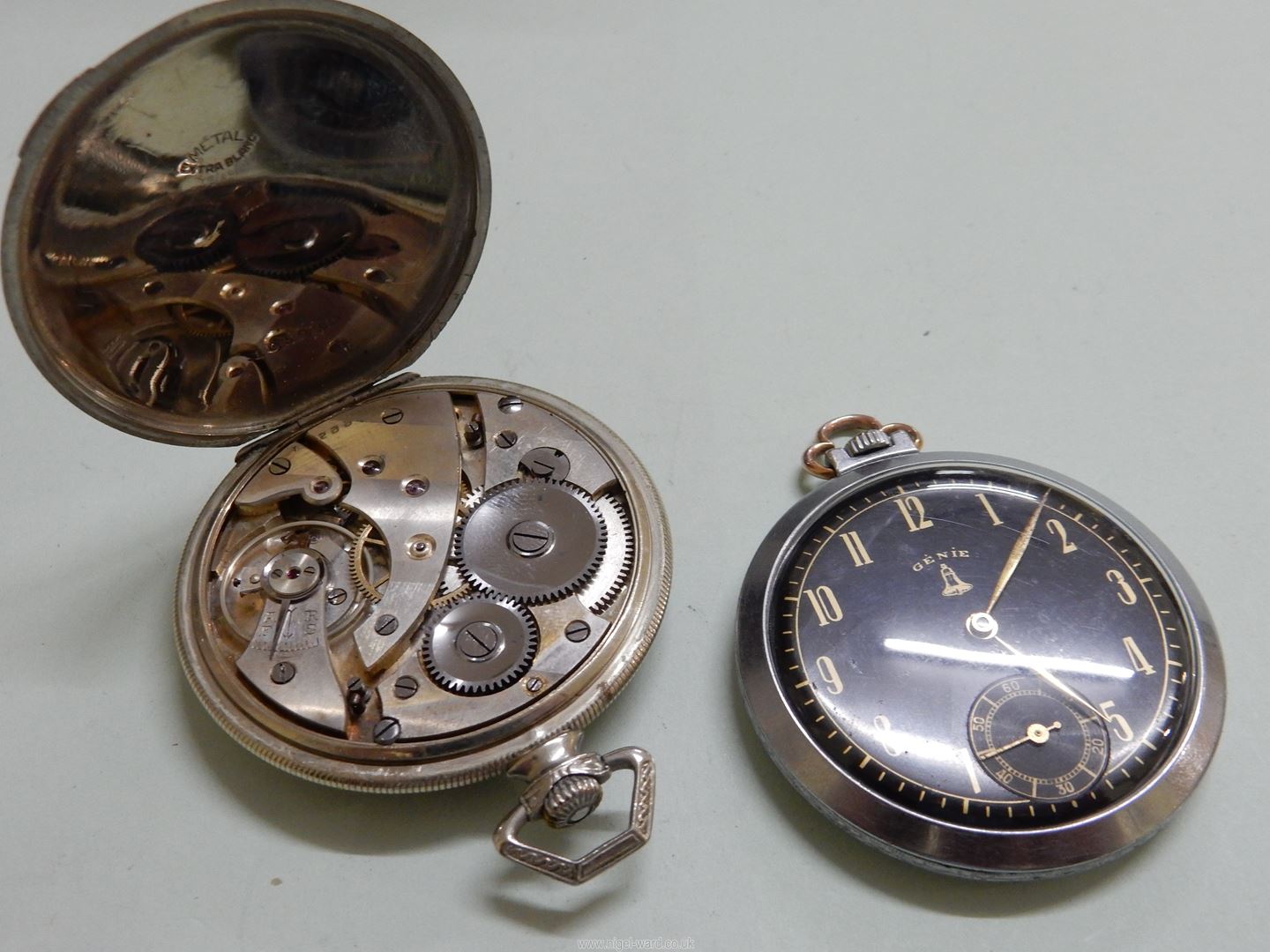 Two thin Pocket Watches having Arabic numerals and inset second hands, - Image 6 of 6