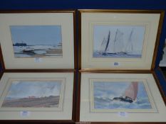 Allan Thompson: four watercolours including 'A Day by The Sea', 'Closequarter,
