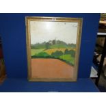 A large Oil on board depicting a country landscape, signed lower left 'Newton-Sealy'. 21" x 26 3/4".