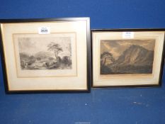 Two framed Etchings; 'Carraigcennin' by S. Alken and 'Loch Linnhe: Looking South' by D. Buckle.
