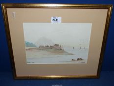 A framed and mounted Watercolour titled 'Nr Saltburn-On-Sea', signed lower right 'E.