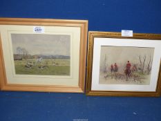 A Hunting Print by J.S. Sanderson Wells, frame a/f, along with a G.