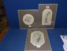 Three framed and mounted Prints; 'Mercury Bringing Pandora to Earth',