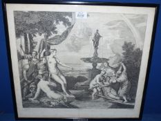 A framed and mounted Titan Print titled 'Diana Discovered the Pregnancy' by Callisto. 20 1/4" x 18".