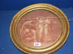 A circular gilt framed Print of Engraving - Peltro William Tomkins "Affection and Innocence",