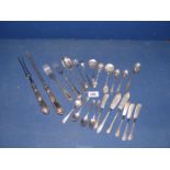 A small quantity of cutlery including carving fork and steel, six teaspoons, jam spoon,