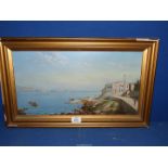 A framed but unglazed Oil on board depicting a coastal scene (possibly Malta), signed 'Bonetto'.
