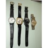 Four gentleman's wristwatches with clockwork movements including "Hanowa 23 jewels waterproof