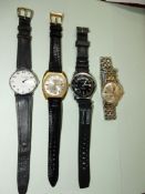 Four gentleman's wristwatches with clockwork movements including "Hanowa 23 jewels waterproof