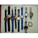 A quantity of quartz movement watches including Swatch designer type, "Equinox",