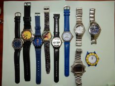 A quantity of quartz movement watches including Swatch designer type, "Equinox",