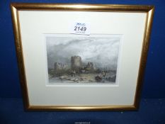 A framed and mounted William Radcliffe Etching of 'Flint Castle'. 10 1/4" x 8 3/4".