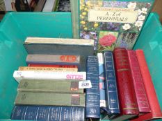 A tub of books to include; Fuchsia's in Colour, Secrets and Stories of The War, etc.
