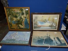 Four various Prints, one from Fillipo Lippi plus three maritime scenes.
