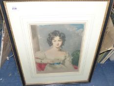 A framed and mounted Print of Miss Croker after Sir Thomas Lawrence by T. Hamilton Crawford.