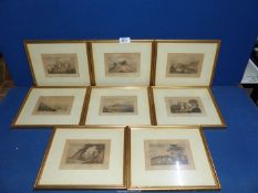 Eight framed and mounted Plates from books to include; 'Kenfig Castle', 'Pennarth Castle',