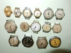 Fifteen watch movements including ten lady's and five gent's requiring attention (not running at