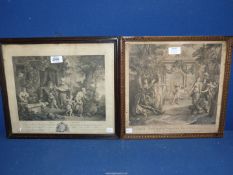 Two early engravings : Jean Jacques le Veau 'Agar Repudies' and Charles Coypel 'Entree de L'Amour'.
