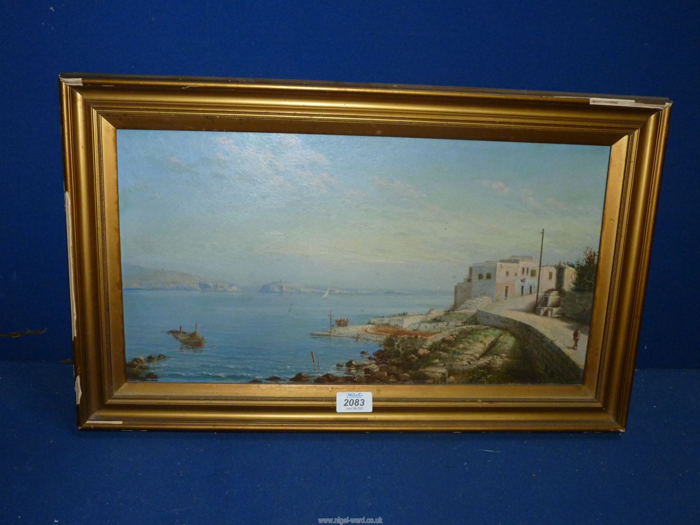 A framed but unglazed Oil on board depicting a coastal scene (possibly Malta), signed 'Bonetto'. - Image 2 of 15