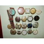 Nineteen various watch movements requiring attention (not running at time of cataloguing).