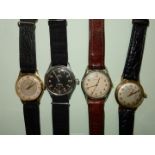 Four clockwork movement gent's Wristwatches including Smiths Delux 17 jewels with Arabic 3, 6,