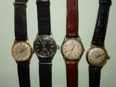 Four clockwork movement gent's Wristwatches including Smiths Delux 17 jewels with Arabic 3, 6,