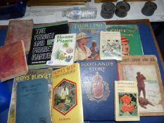 A tub of books to include; Around the World in Eighty Days, Scotland's Story by H.E.