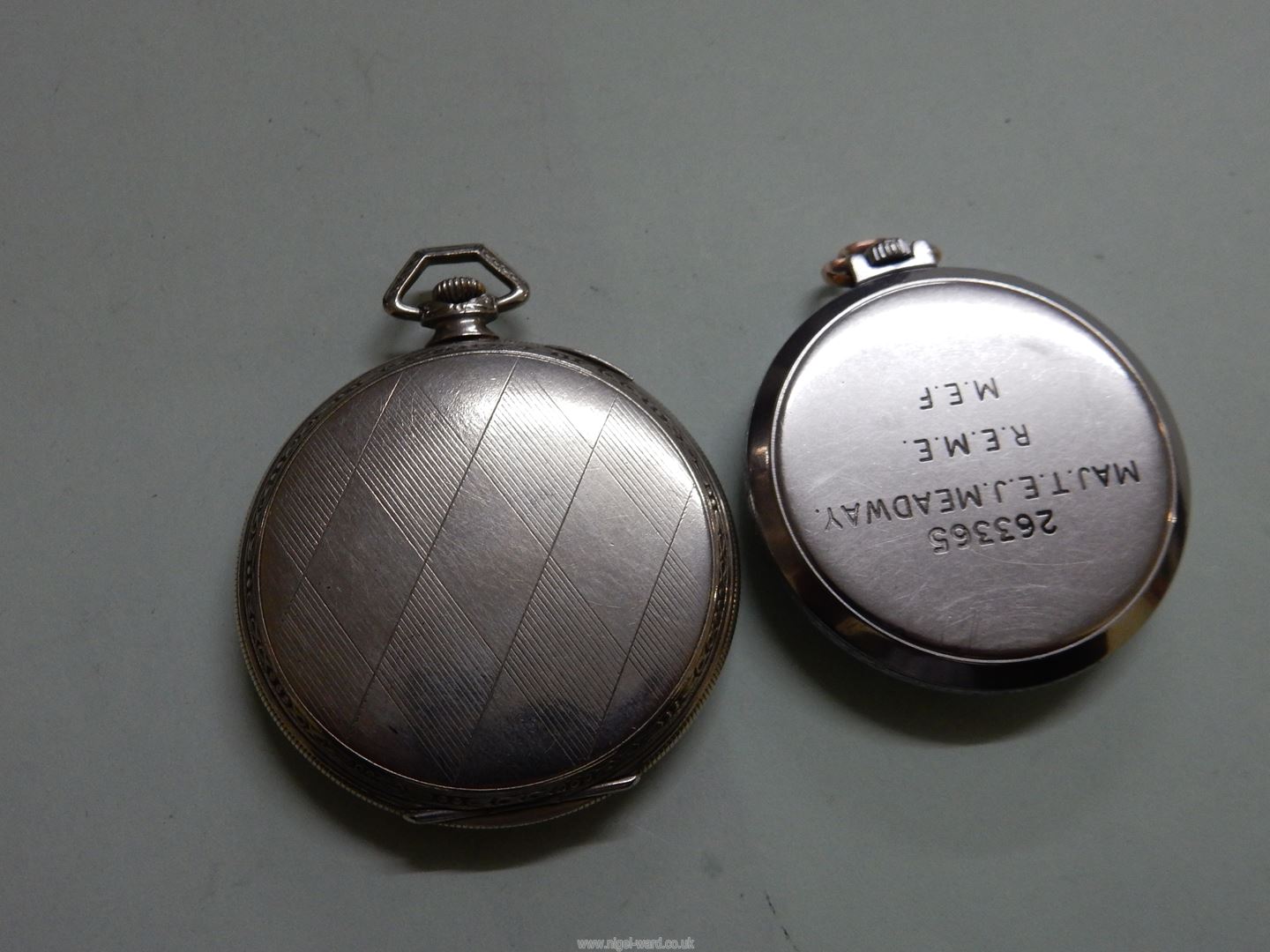 Two thin Pocket Watches having Arabic numerals and inset second hands, - Image 5 of 6