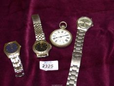 A selection of gents wristwatches including; Sekonda, Citizen, etc, plus a pocket watch by H. Stone.