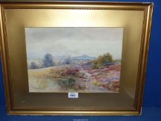 J.M Jowett: a watercolour of a moorland landscape, 9'' x 13 3/4''.