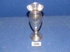A Silver posy vase with quatrefoil rim having pierced work,
