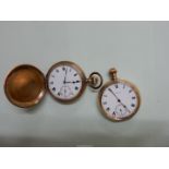 Two rolled gold cased Pocket Watches having Roman numerals and inset second hands,