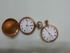 Two rolled gold cased Pocket Watches having Roman numerals and inset second hands,