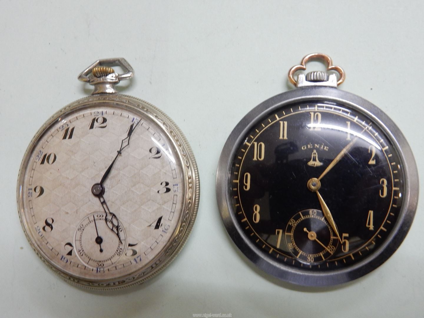 Two thin Pocket Watches having Arabic numerals and inset second hands, - Image 2 of 6