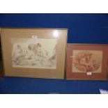 Two framed and mounted Prints depicting figures and cherubs.