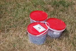 Three x buckets of fencing staples [new/ unopened]