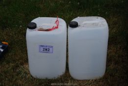 Two 25 litre water containers.