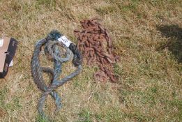 Nylon rope and heavy duty chain.