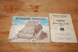 A McCormick "Green Crop Loader" advertising leaflet and owner's manual.