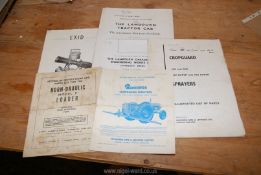 Various leaflets including Lambourn Tractor cab, Horn-draulic loader instructions,