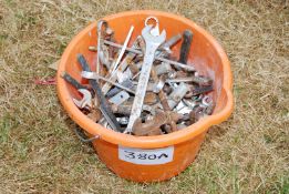 A bucket of mixed spanners.