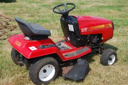 A Rally 11 h.p. four-speed ride-on mower with a Briggs & Stratton 12 h.p. petrol engine.