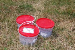 Three buckets of buckets of fencing staples [new/unopened]