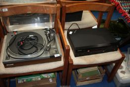 A Pioneer turntable and compact disc recorder.