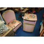 A Lloyd Loom style bedroom chair and bedside cabinet.