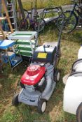 A Honda lawn mower with grass box, 96 cm cut, (engine turns - good compression at time of lotting).
