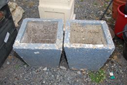 Rough cast concrete planters, 12 1/2'' square x 11'' high.