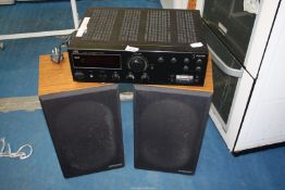 A JVC integrated amplifier and pair of Hitachi speakers (SS-8480G-MK11).